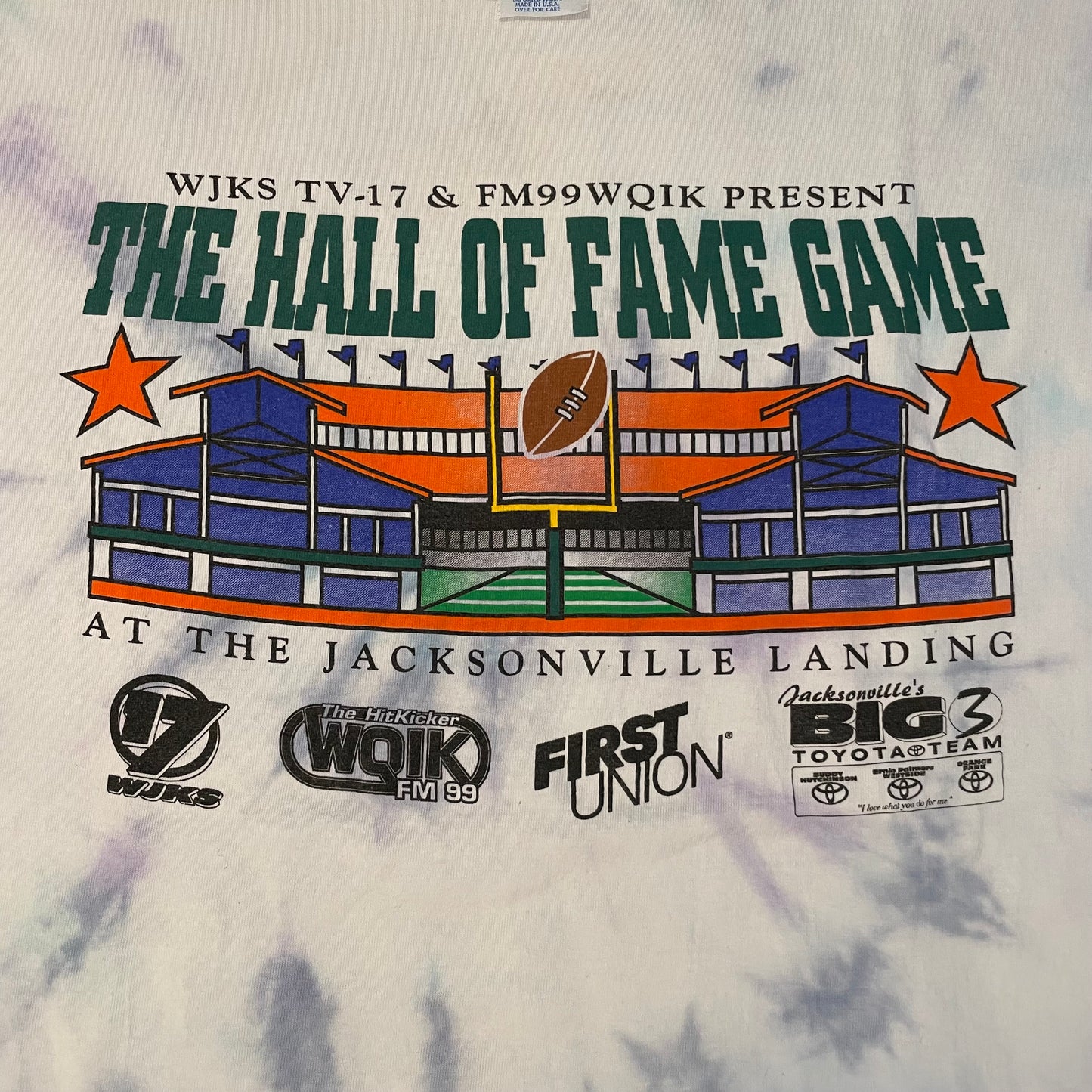 Vintage Jacksonville Jaguars HOF Game at the Landing tie dye shirt size XL
