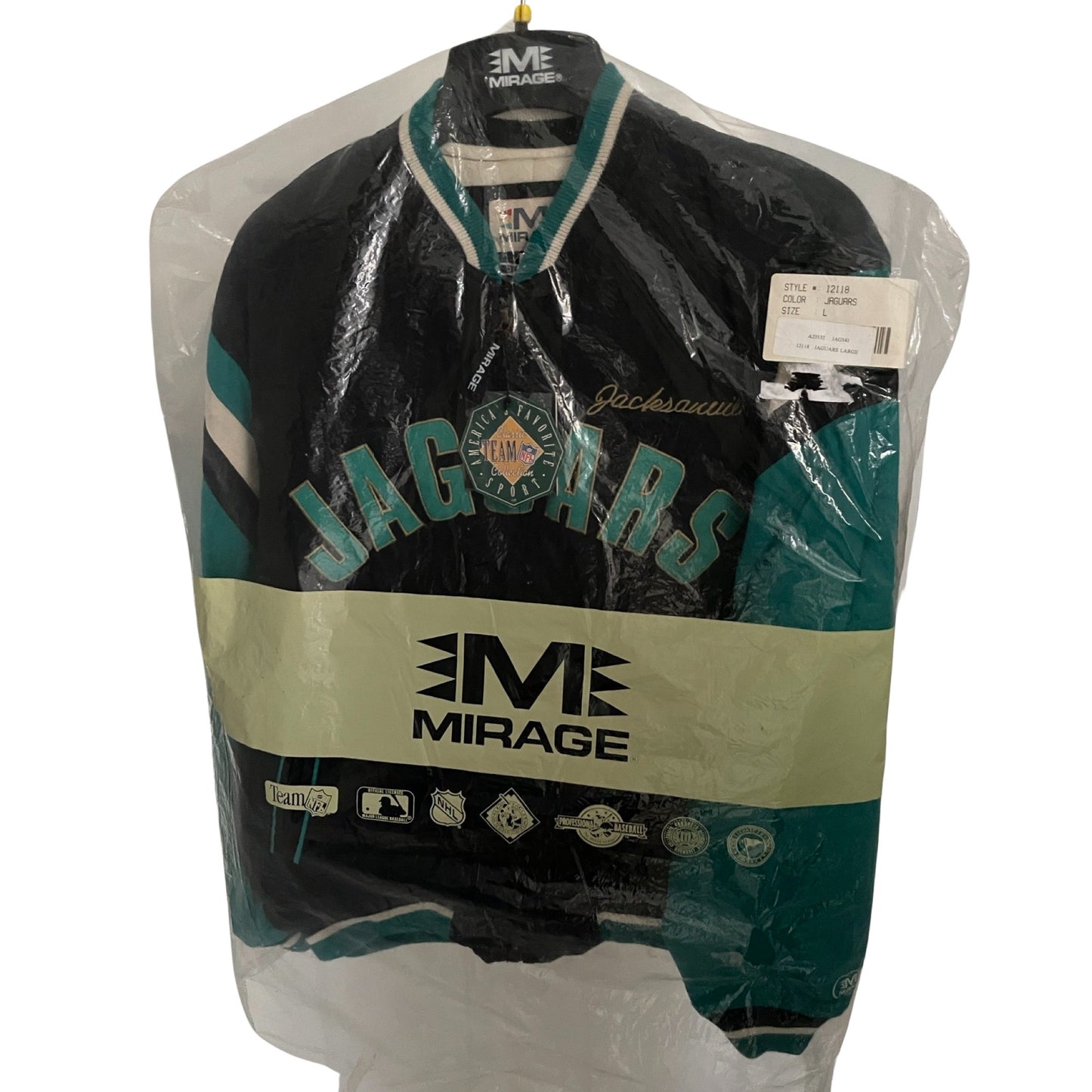 Vintage Jacksonville Jaguars DEADSTOCK banned logo Mirage jacket size LARGE