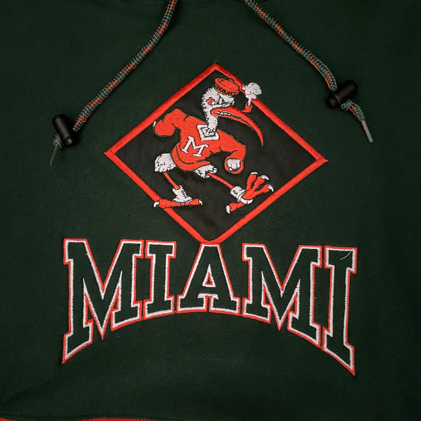 Miami Hurricanes UM DEADSTOCK EMBROIDERED hoodie size LARGE