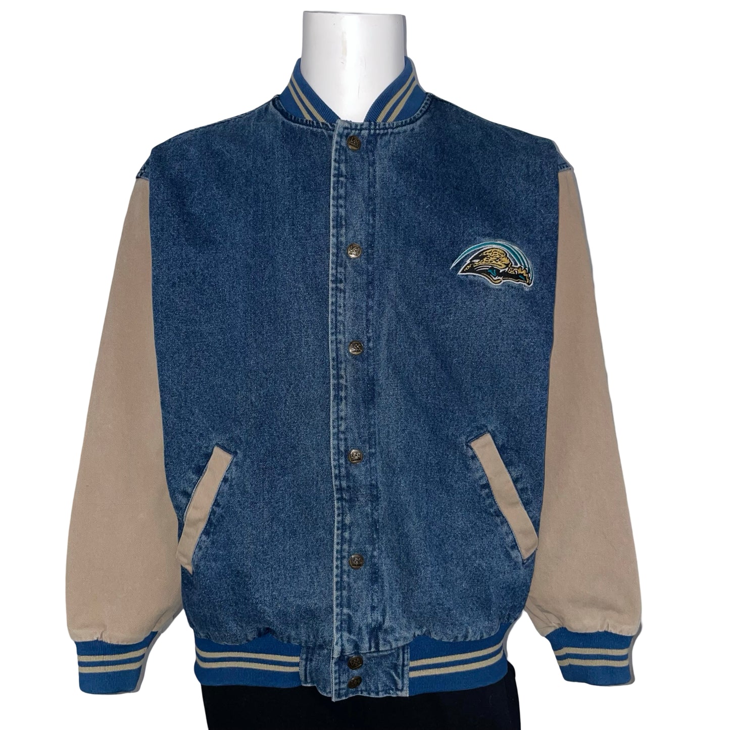 Vintage Jacksonville Jaguars denim bomber jacket size LARGE