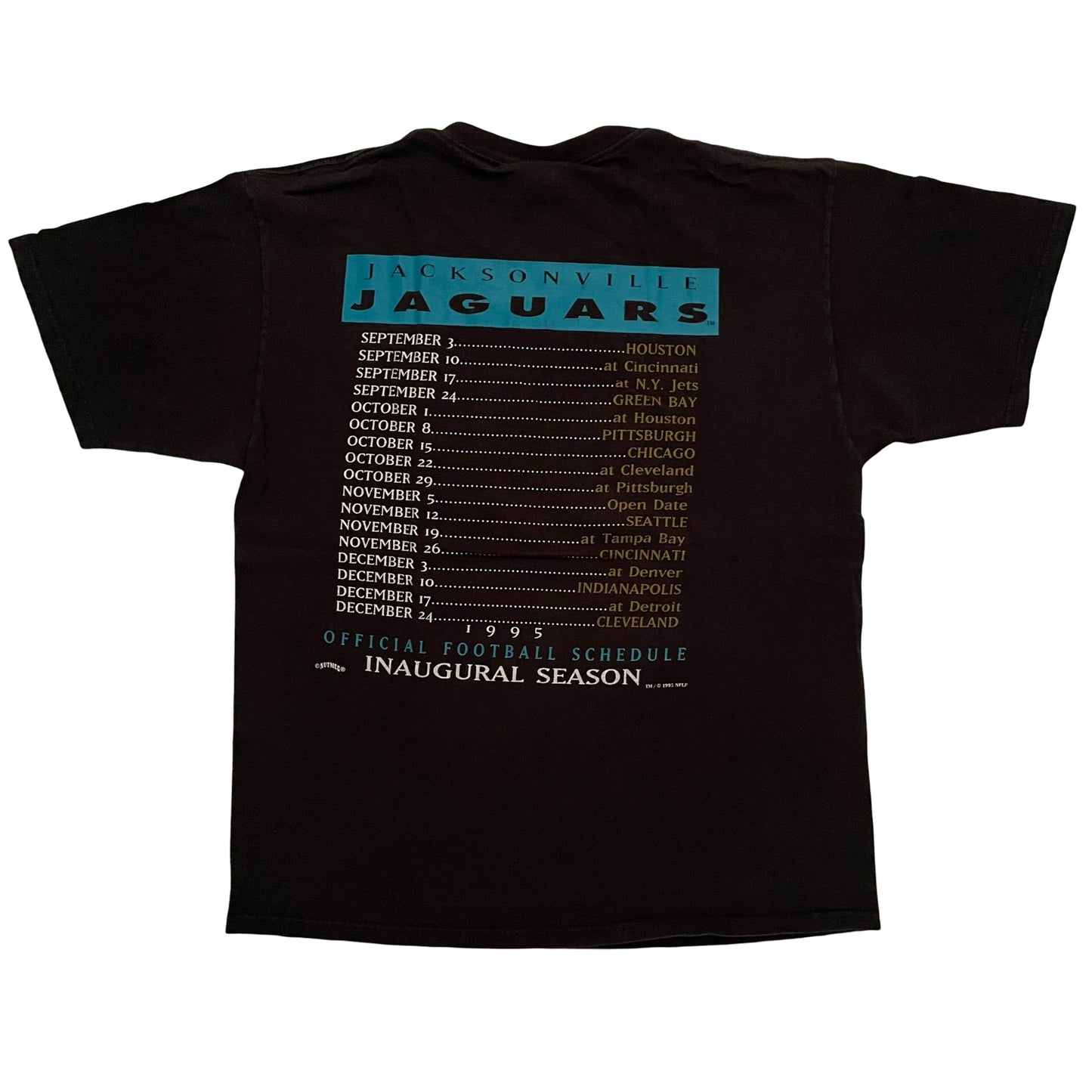 Vintage Jacksonville Jaguars 1995 schedule shirt size XL